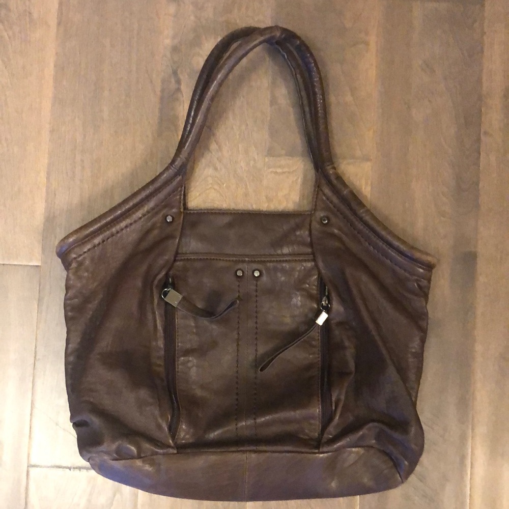 Perlina New York brown leather shoulder bag purse